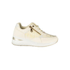 Laura Biagiotti white polyurethane women's sneaker with sleek design and comfortable fit, featuring a lace-up closure.