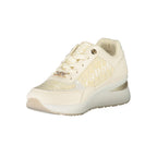White Laura Biagiotti women’s sneaker with polyurethane upper, stylish and comfortable footwear for casual wear.