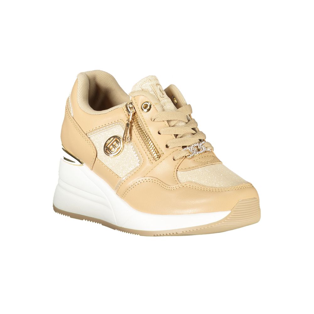 Beige Laura Biagiotti women's polyester sneaker with white sole and casual design, ideal for everyday wear.