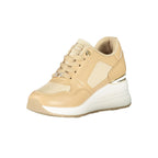 Beige Laura Biagiotti women's sneaker made of polyester, showcasing a stylish casual footwear design.