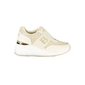 Beige Laura Biagiotti women's polyurethane sneakers with white soles, stylish and comfortable casual footwear.