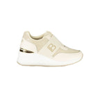 Beige Laura Biagiotti women's polyurethane sneakers with white soles, stylish and comfortable casual footwear.