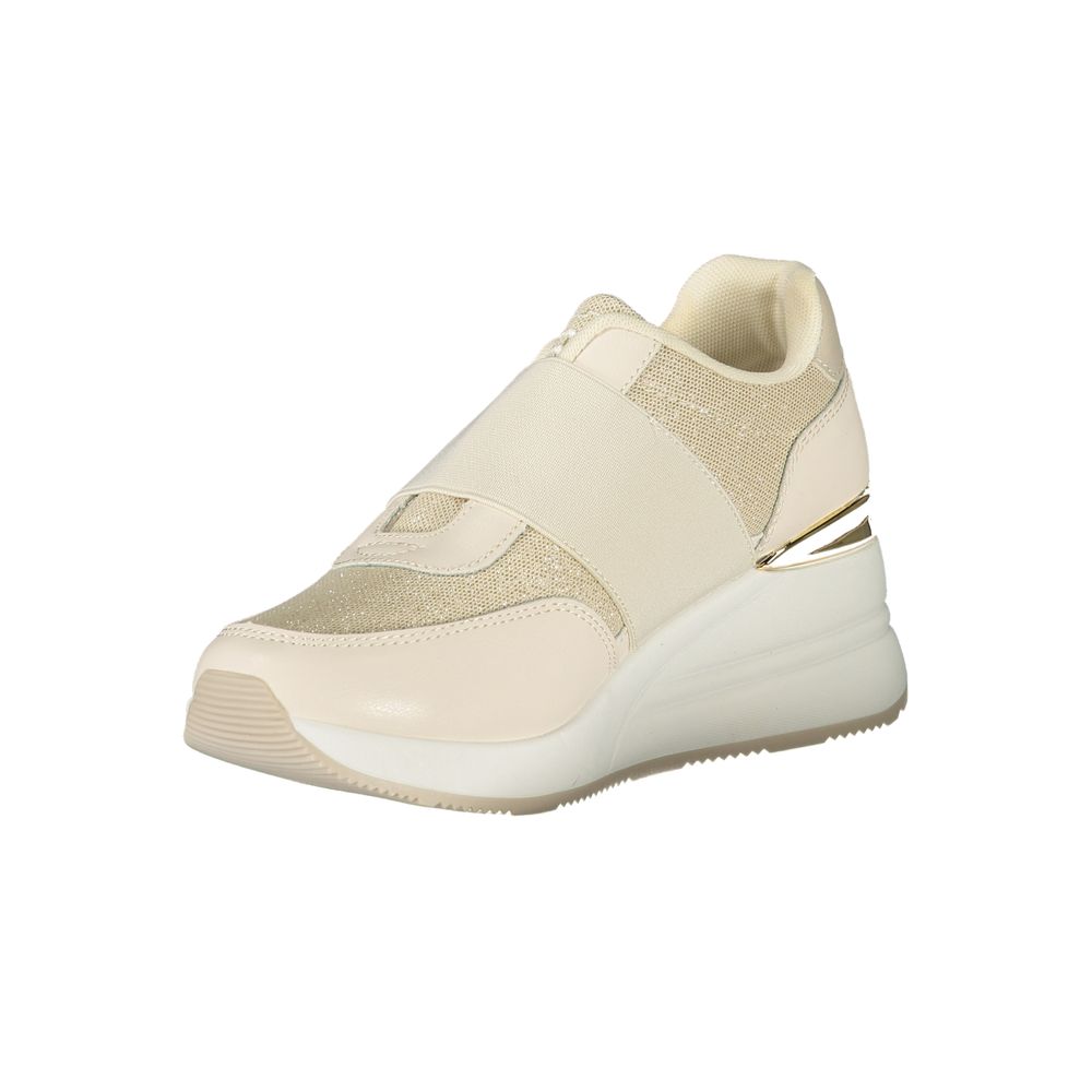 Laura Biagiotti beige polyurethane women's sneakers with white soles and sleek design, perfect for casual wear.