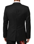 Dolce & Gabbana Dark Gray Stripes MARTINI 1 Button Suit Blazer