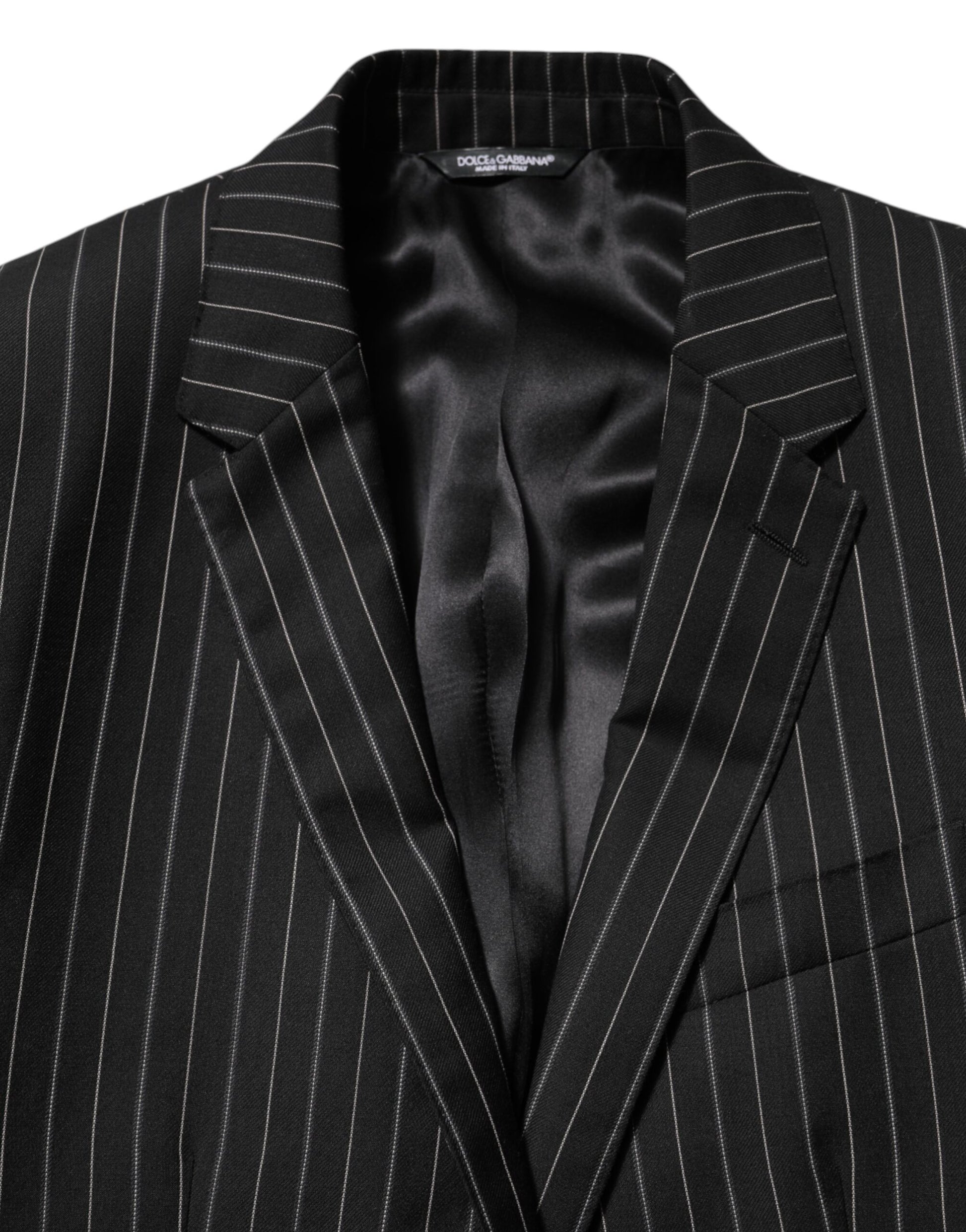 Dolce & Gabbana Black Stripes MARTINI 1 Button Suit Blazer