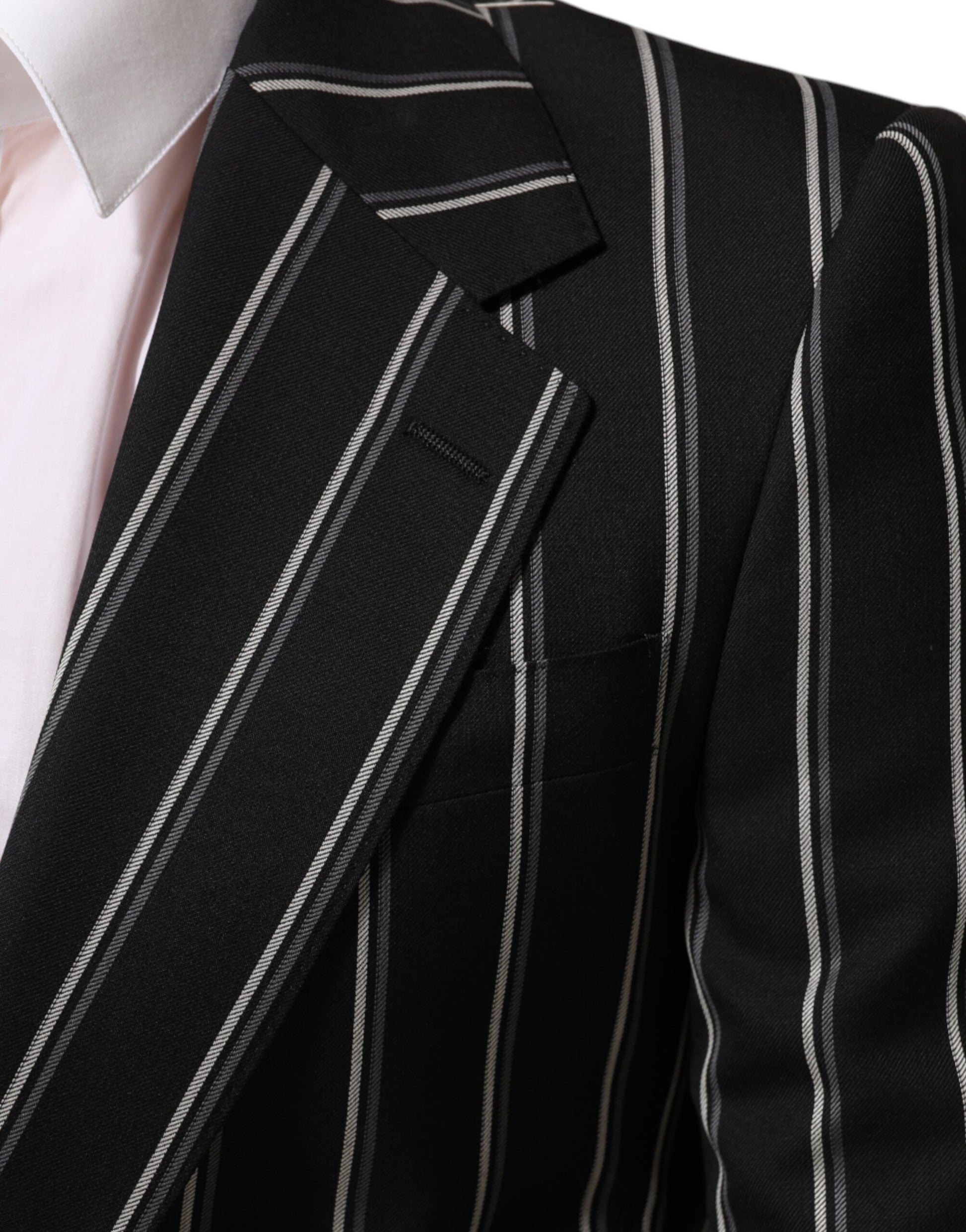 Dolce & Gabbana Black Stripes SICILIA 1 Button Suit Blazer