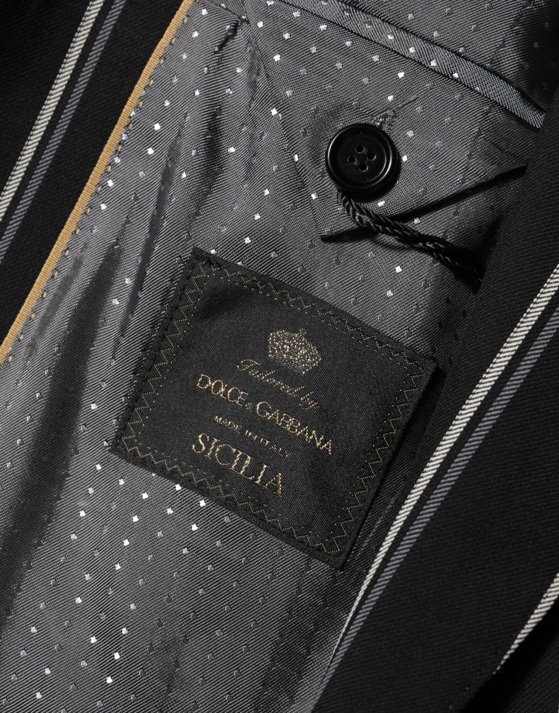 Dolce & Gabbana Black Stripes SICILIA 1 Button Suit Blazer