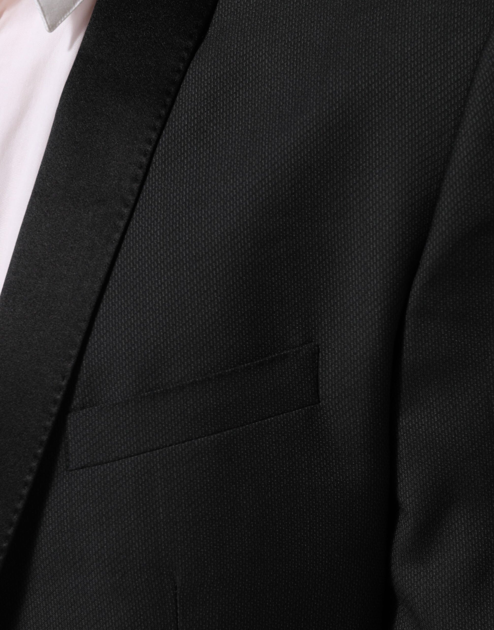 Dolce & Gabbana Black Wool GOLD 1 Button Suit Coat Blazer