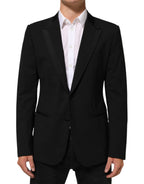 Dolce & Gabbana Black Wool 2 Buttons Suit Men Jacket Blazer - Eljoys Fashion 