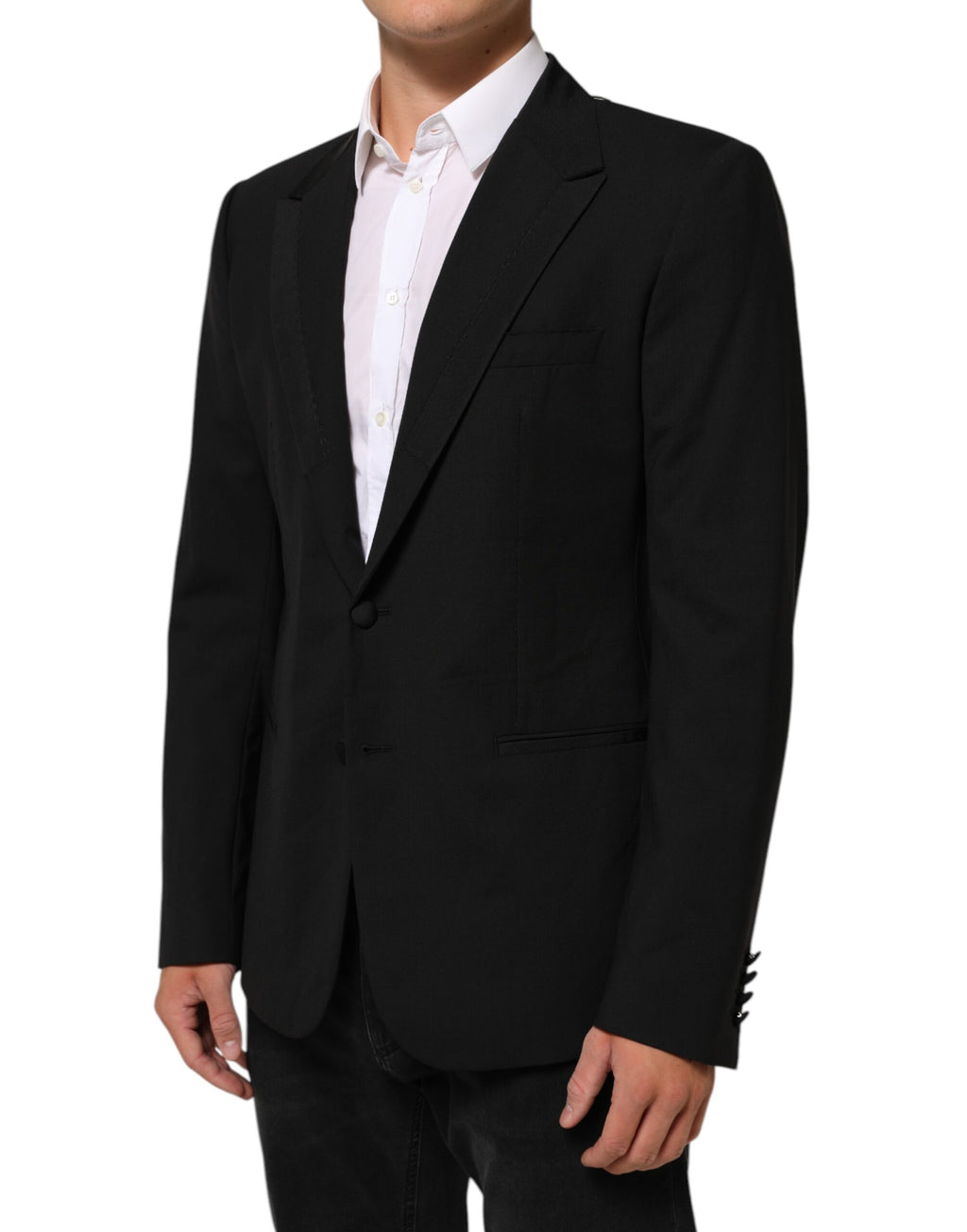 Dolce & Gabbana Black Wool 2 Buttons Suit Men Jacket Blazer - Eljoys Fashion 