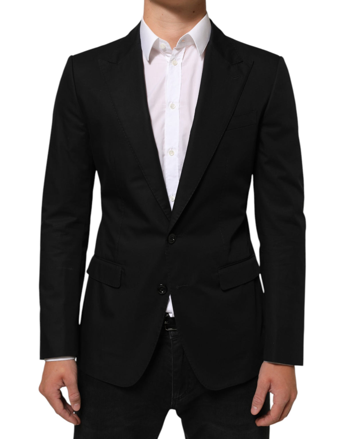 Dolce & Gabbana Black Wool 2 Buttons Suit Men Jacket Blazer - Eljoys Fashion 