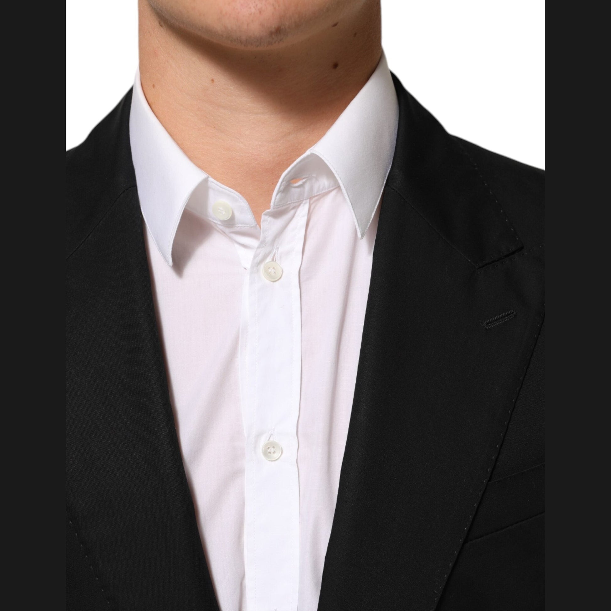 Dolce & Gabbana Black Wool 2 Buttons Suit Men Jacket Blazer