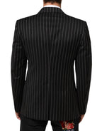 Dolce & Gabbana Dark Gray Stripes SICILIA 1 Button Suit Blazer