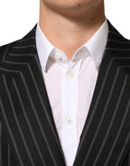 Dolce & Gabbana Dark Gray Stripes SICILIA 1 Button Suit Blazer