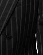 Dolce & Gabbana Dark Gray Stripes SICILIA 1 Button Suit Blazer