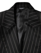 Dolce & Gabbana Dark Gray Stripes SICILIA 1 Button Suit Blazer