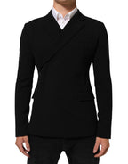 Dolce & Gabbana Black Wool Double Breasted Men Jacket Blazer - Eljoys Fashion 