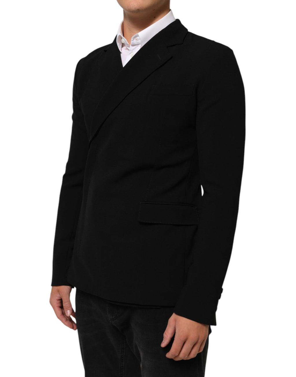 Dolce & Gabbana Black Wool Double Breasted Men Jacket Blazer - Eljoys Fashion 