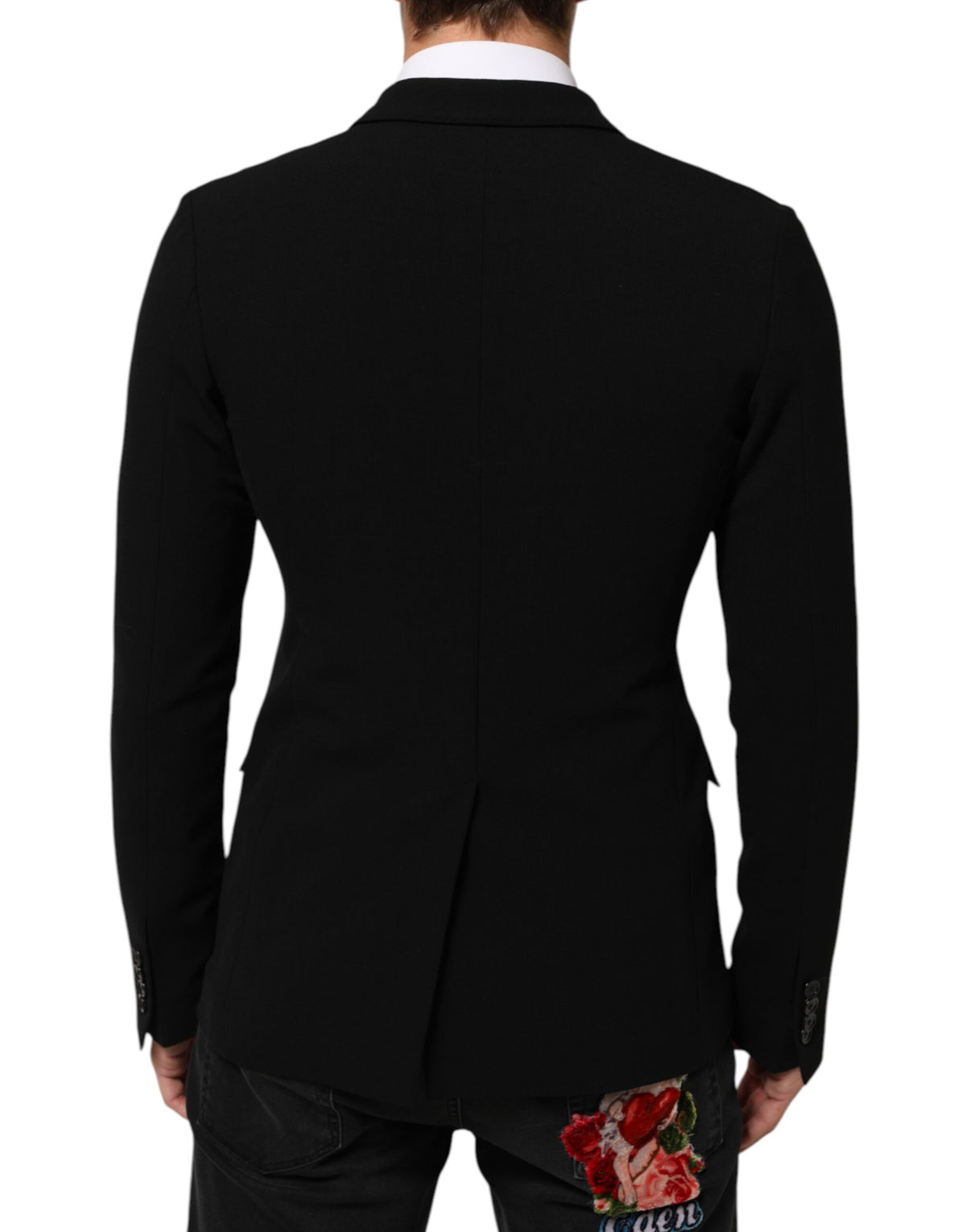 Dolce & Gabbana Black Wool Double Breasted Men Jacket Blazer - Eljoys Fashion 