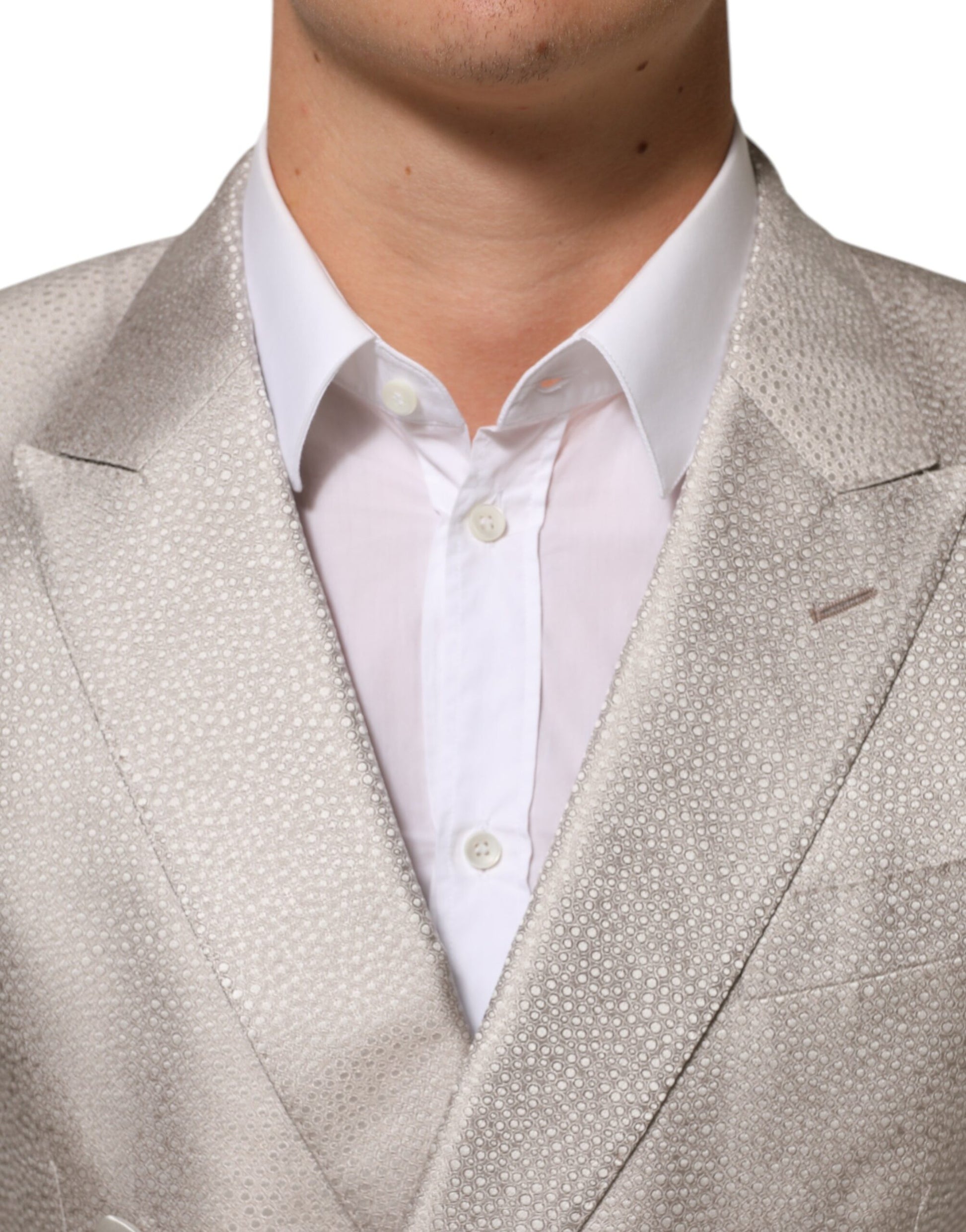 Dolce & Gabbana Beige MARTINI Double-Breasted Suit Blazer