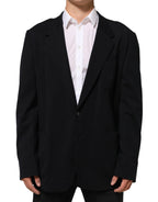Dolce & Gabbana Dark Blue Viscose 2 Buttons Suit Jacket Blazer