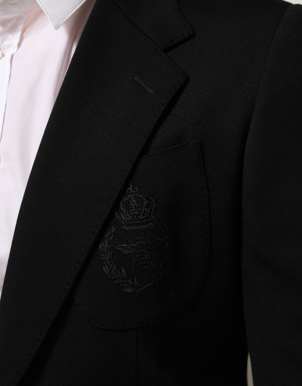 Dolce & Gabbana Black Viscose 2 Buttons Suit Jacket Blazer - Eljoys Fashion 