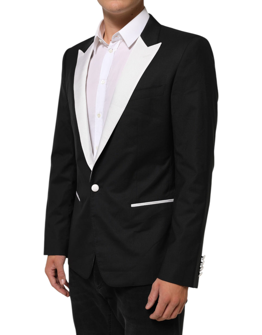 Dolce & Gabbana Black White MARTINI 1 Button Men Suit Blazer - Eljoys Fashion 