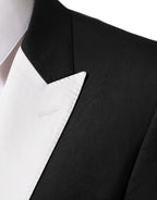 Dolce & Gabbana Black White MARTINI 1 Button Men Suit Blazer - Eljoys Fashion 