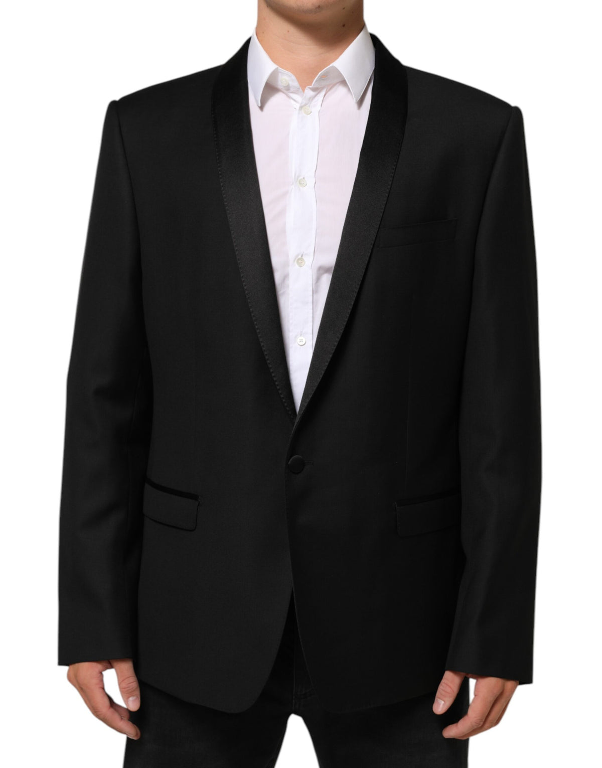 Dolce & Gabbana Black Wool GOLD 1 Button Men Suit Blazer - Eljoys Fashion 