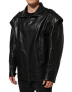 Dolce & Gabbana Black Leather Full Zip Biker Blouson Jacket - Eljoys Fashion 