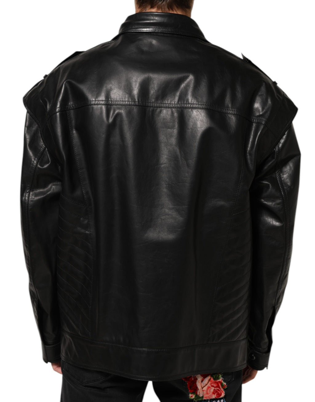 Dolce & Gabbana Black Leather Full Zip Biker Blouson Jacket - Eljoys Fashion 