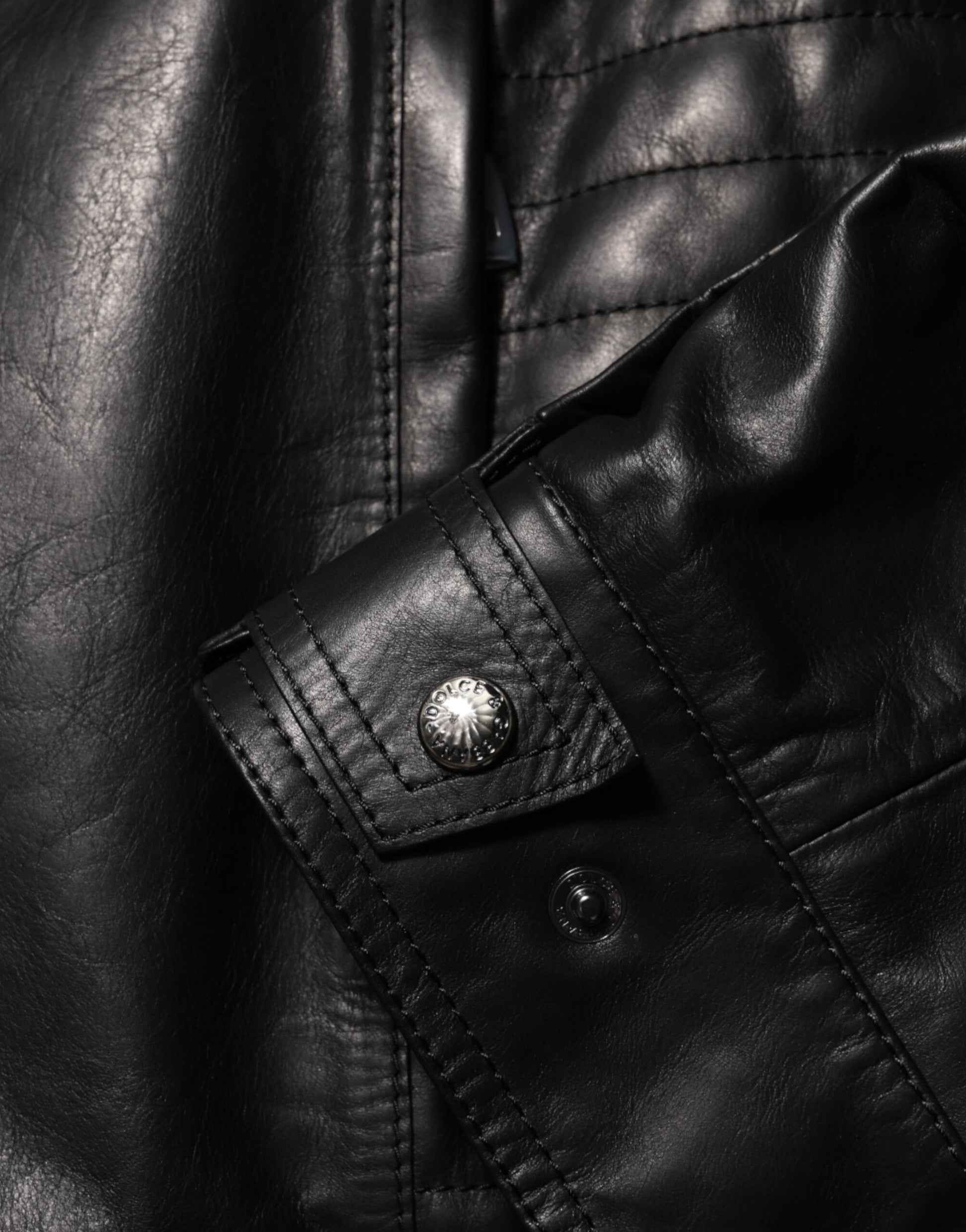Dolce & Gabbana Black Leather Full Zip Biker Blouson Jacket