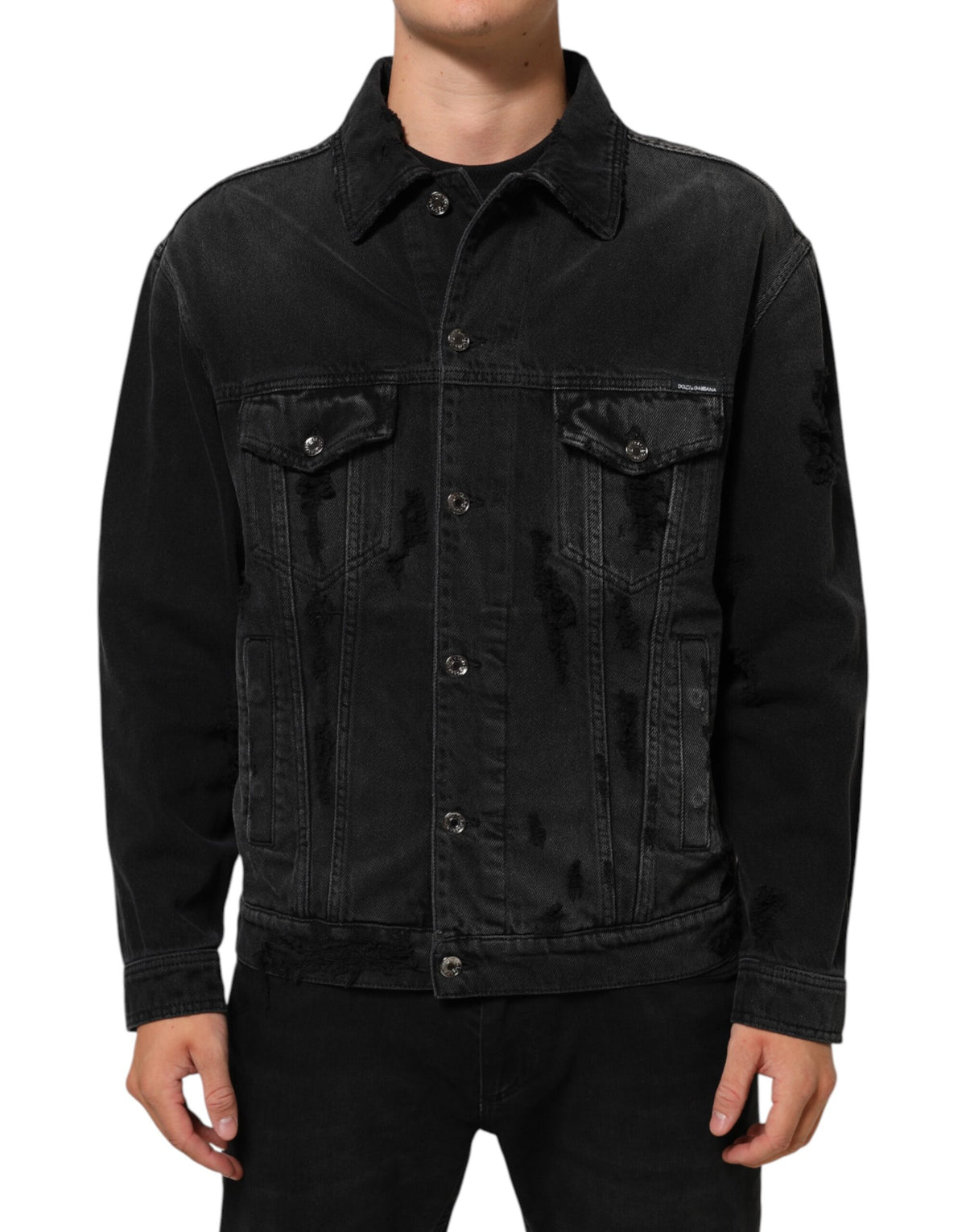 Dolce & Gabbana Black Cotton Stretch Denim Blouson Jacket - Eljoys Fashion 