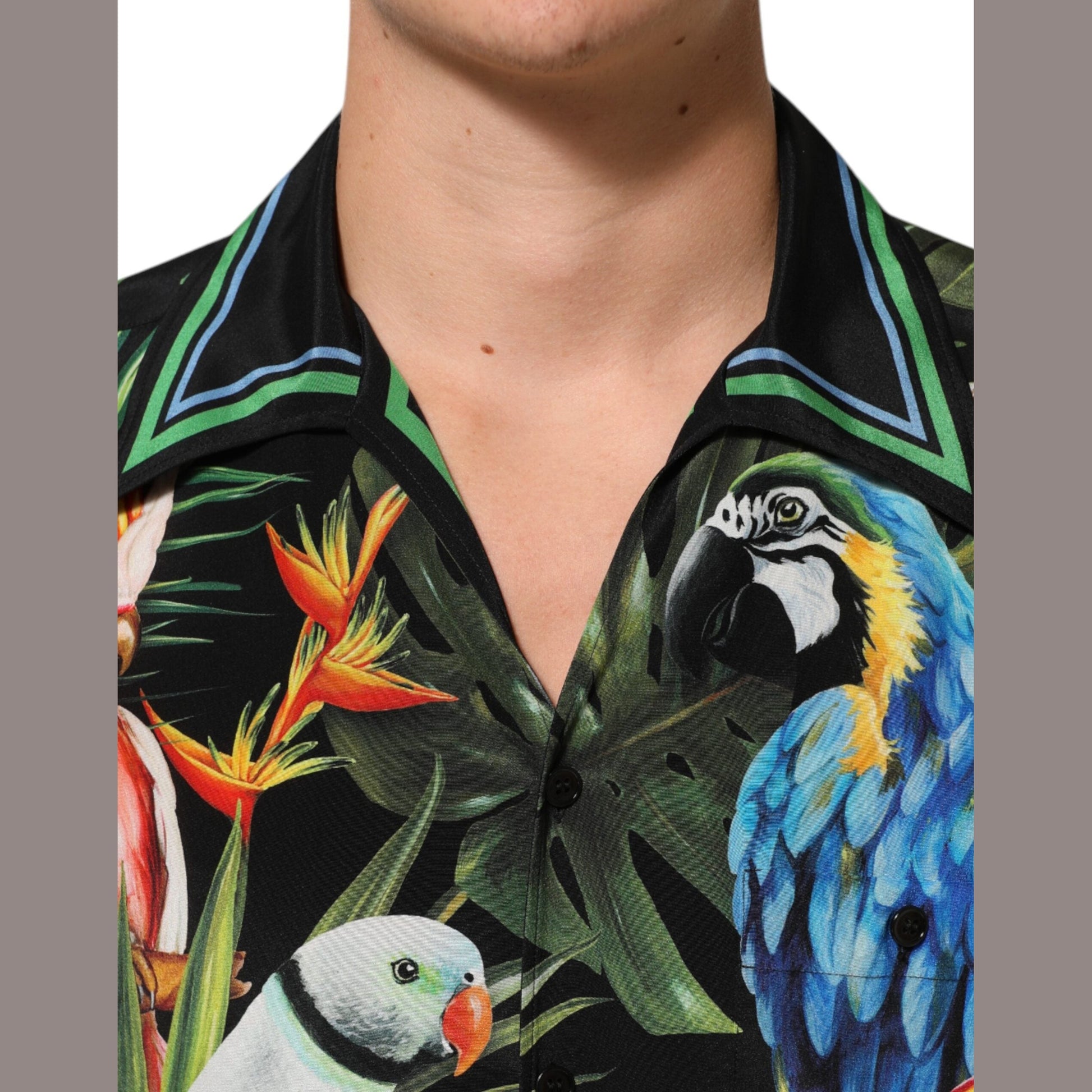 Dolce & Gabbana Multicolor Parrot Print Lounge Casual Shirt