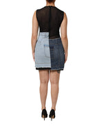 Dolce & Gabbana Blue Nylon Patchwork Denim Sheath Mini Dress - Eljoys Fashion 