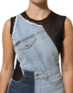 Dolce & Gabbana Blue Nylon Patchwork Denim Sheath Mini Dress - Eljoys Fashion 