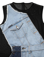 Dolce & Gabbana Blue Nylon Patchwork Denim Sheath Mini Dress - Eljoys Fashion 