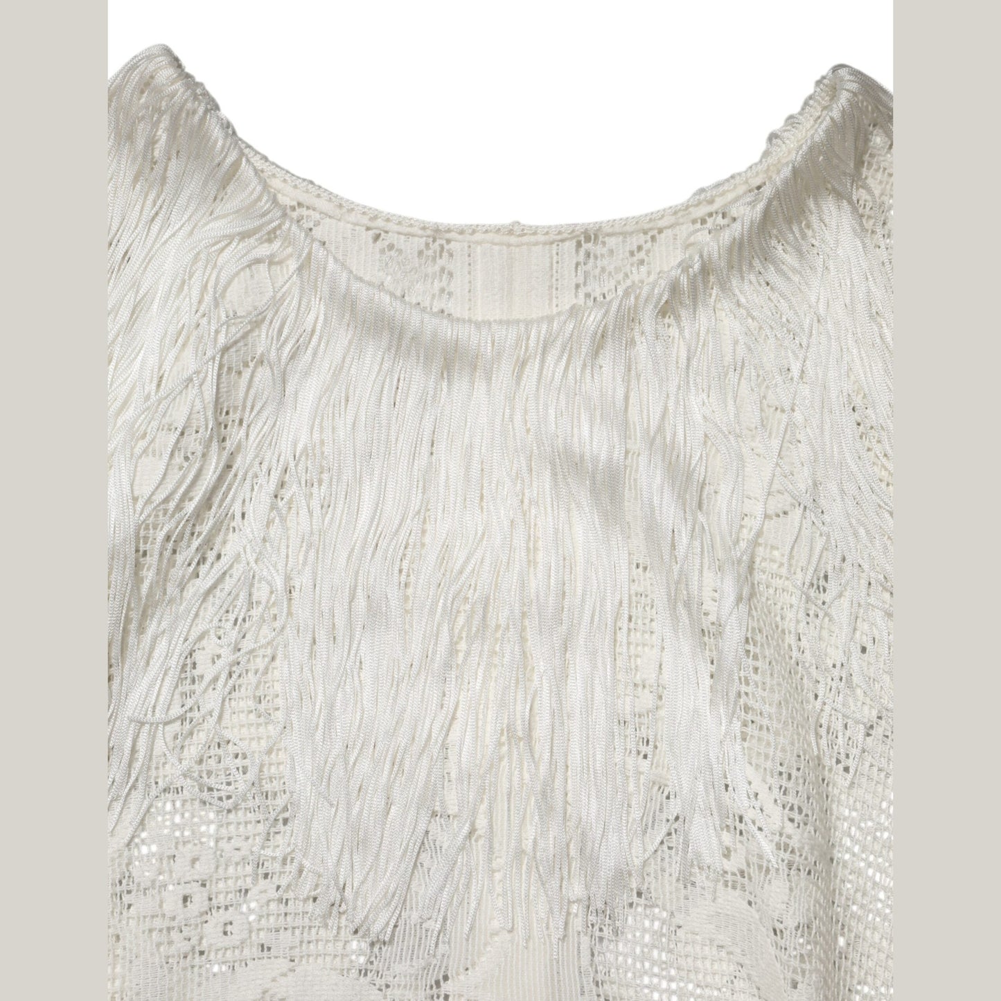 Dolce & Gabbana White Floral Lace Fringe Knee Length Dress
