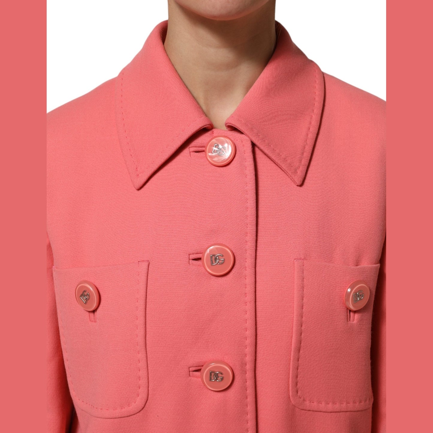 Dolce & Gabbana Pink Buttoned Down Trench Coat Jacket