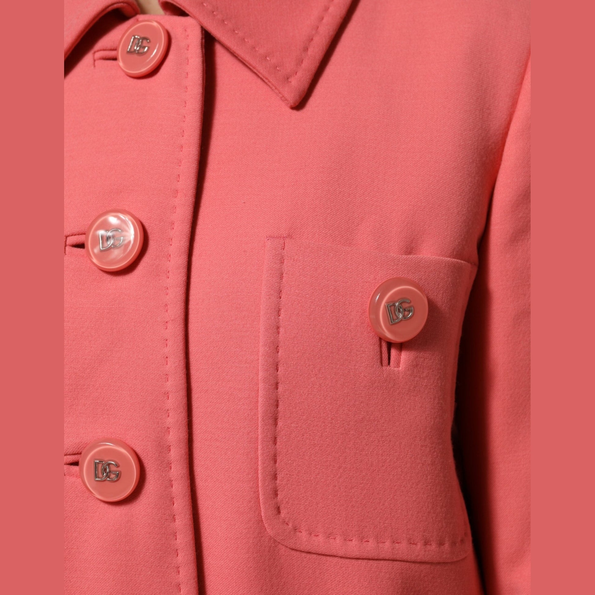 Dolce & Gabbana Pink Buttoned Down Trench Coat Jacket