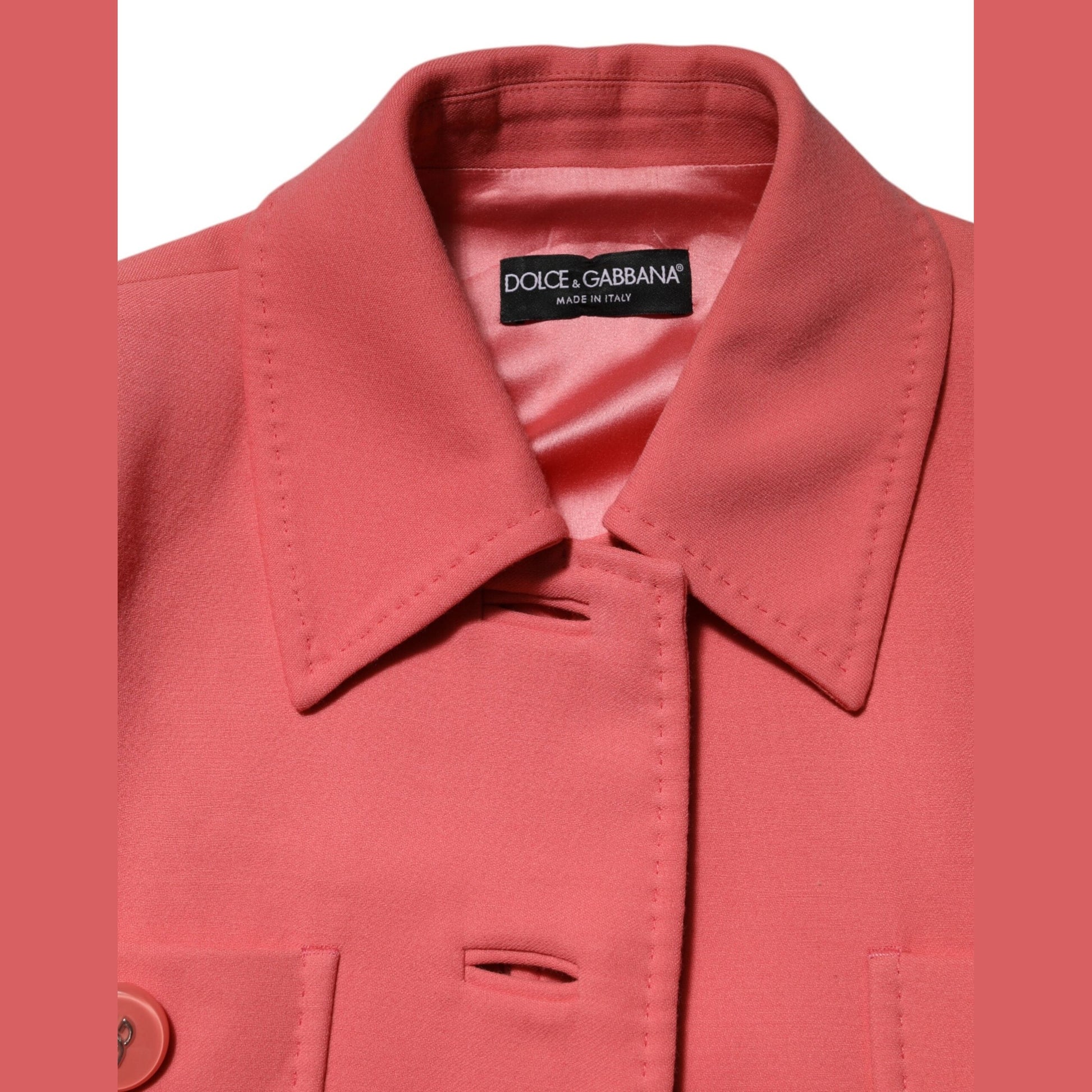 Dolce & Gabbana Pink Buttoned Down Trench Coat Jacket
