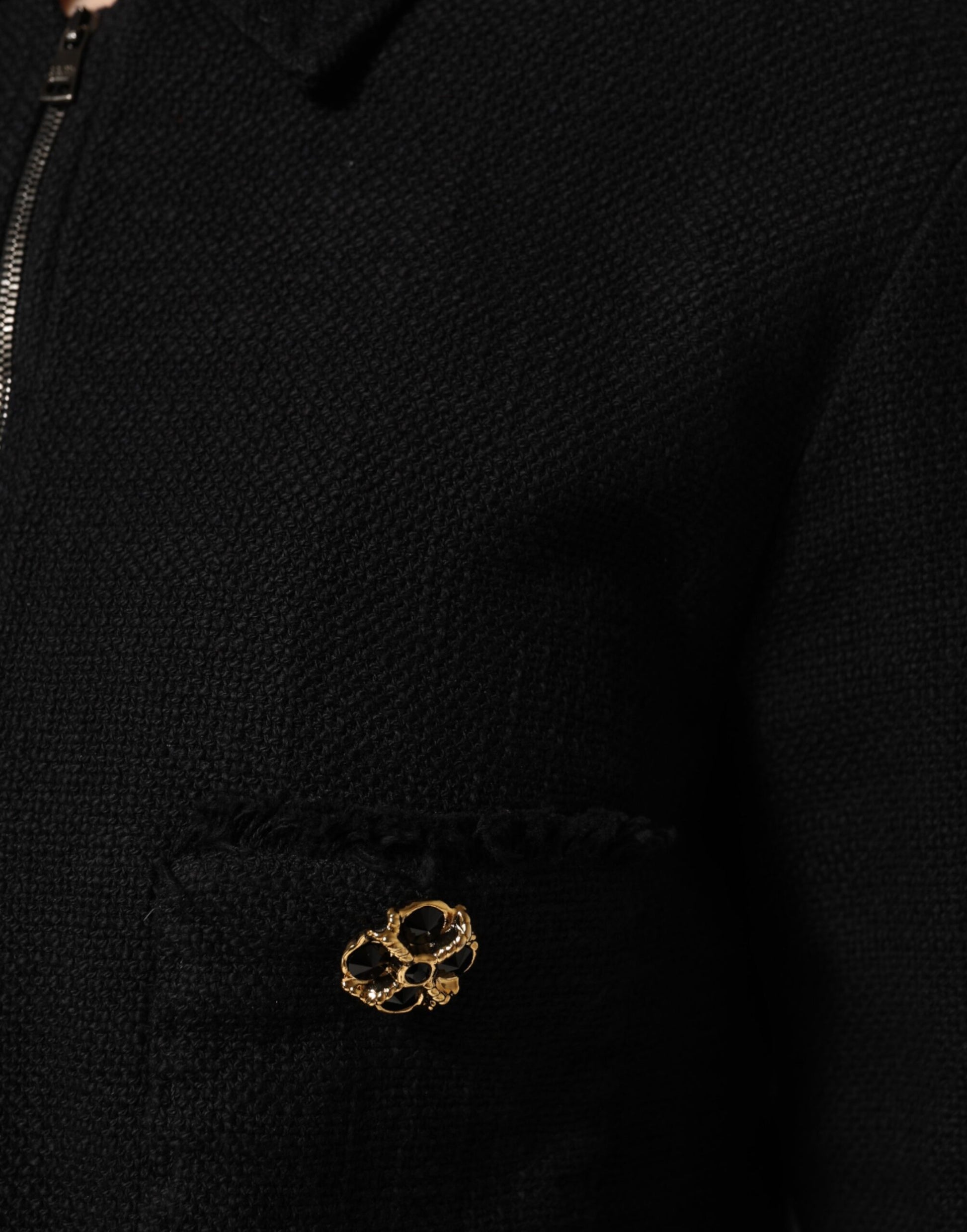 Dolce & Gabbana Black Cotton Full Zip Cropped Coat Jacket