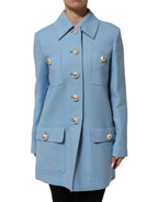 Dolce & Gabbana Blue Buttoned Down Trench Coat Jacket - Eljoys Fashion 