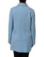 Dolce & Gabbana Blue Buttoned Down Trench Coat Jacket - Eljoys Fashion 