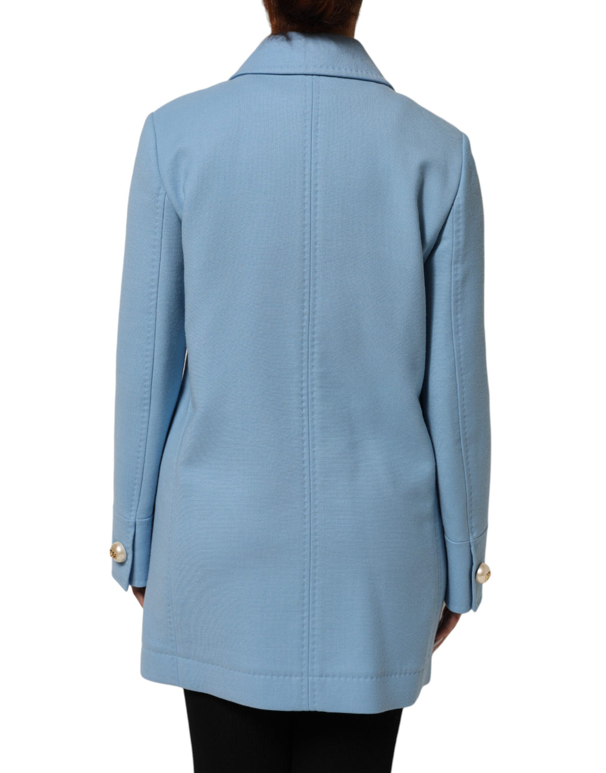 Dolce & Gabbana Blue Buttoned Down Trench Coat Jacket - Eljoys Fashion 