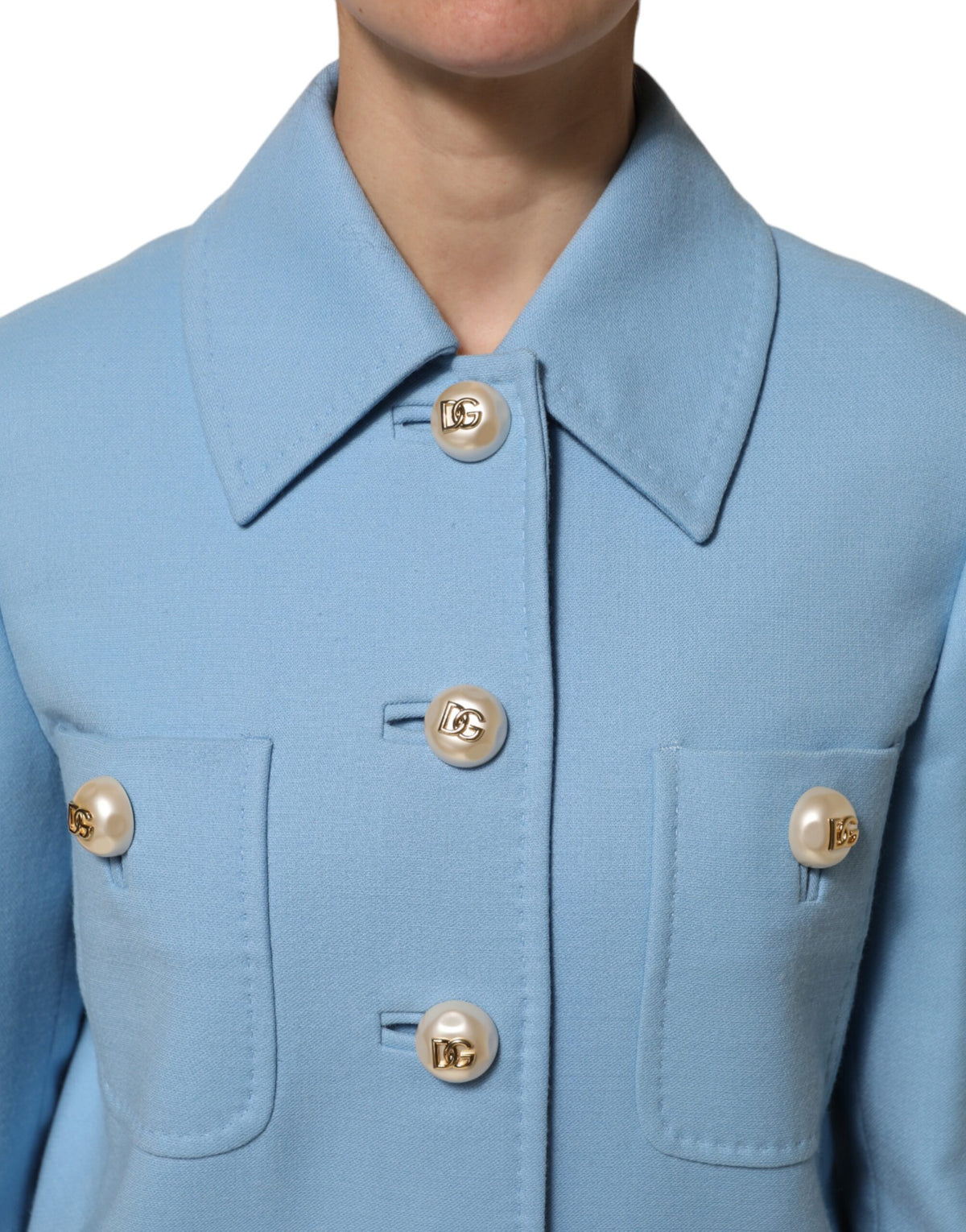 Dolce & Gabbana Blue Buttoned Down Trench Coat Jacket - Eljoys Fashion 