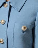 Dolce & Gabbana Blue Buttoned Down Trench Coat Jacket - Eljoys Fashion 