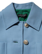 Dolce & Gabbana Blue Buttoned Down Trench Coat Jacket - Eljoys Fashion 