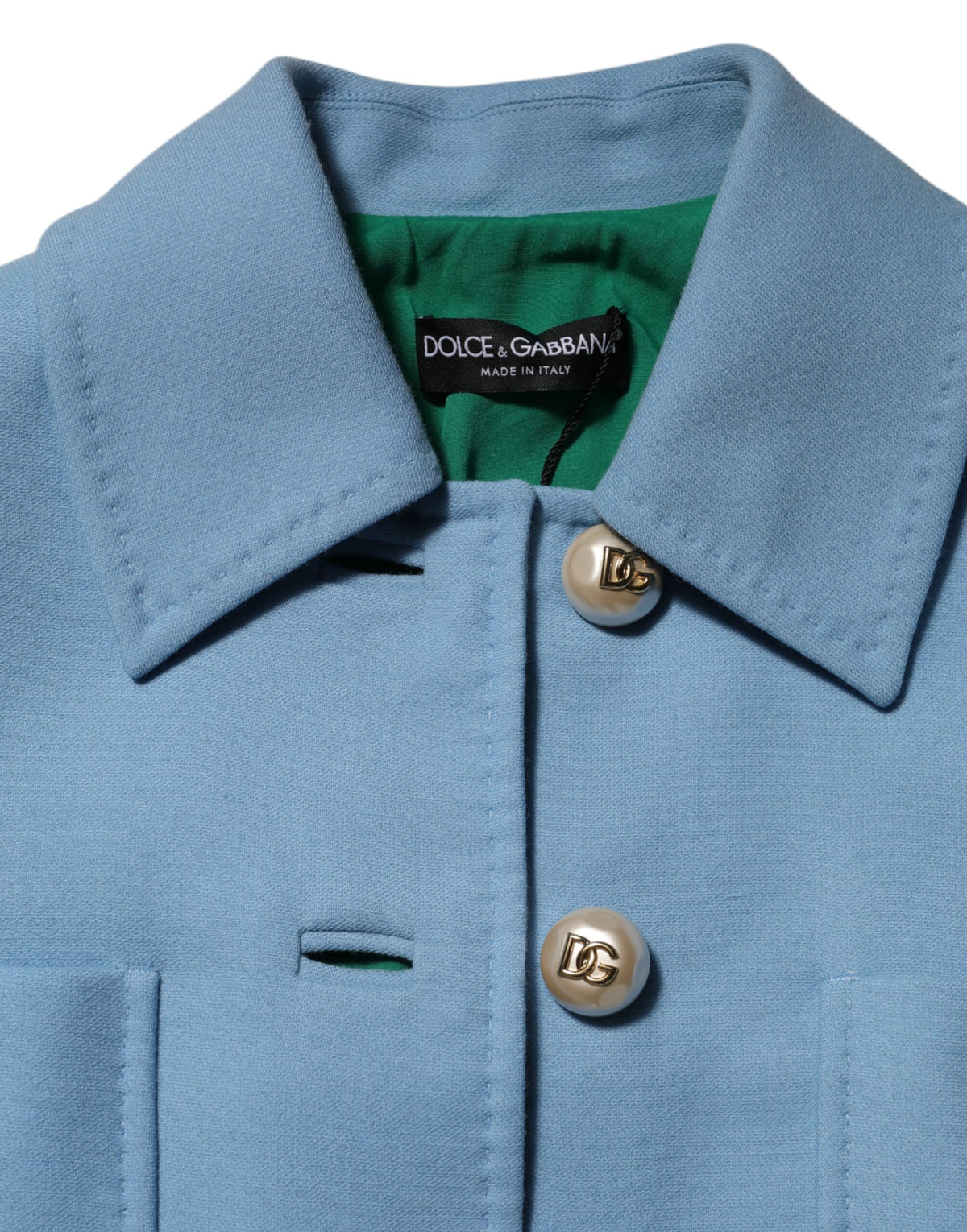 Dolce & Gabbana Blue Buttoned Down Trench Coat Jacket - Eljoys Fashion 