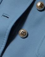Dolce & Gabbana Blue Buttoned Down Trench Coat Jacket - Eljoys Fashion 
